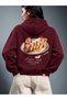 Women's Sweet Graphic Back Printed 3 Thread Oversize Hooded Hoodie