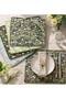 100% Cotton Fabric Panel Set 5 Different Patterns 30X60 cm – Vintage Floral Pattern, Khaki Green and Light Blue Tones - 8