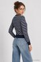Striped Seasonal Knitwear Cardigan 4413 Lki̇0068 Dark Blue Ecru - 5