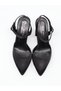 Uraz 775 Black Satin Open-Back Heeled Women's Shoes - 8