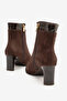 Women's High Heeled Ankle Boots Vegan Leather Isaline Suede Brown - 3