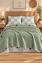100% Cotton Double Pompom Pique Set Green (Pique + Sheet + Pillowcase) - 3