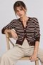 Striped Seasonal Knitwear Cardigan 4413 Lki̇0068 Brown Ecru