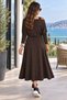 Women's One-Shoulder Detailed Blouse and Strappy Slit Viscose Dress for All-Day Elegance Two-Piece Set - 4