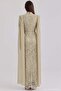 Exclusive Hijab Evening Dress with Bead and Pearl Patterned Cape Detail Taş 1114-Y - 5