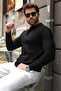 Black Polo Neck Slim Fit Men's Knitwear Sweater E7527 - 3