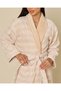 Women Beige Jacquard Velour Shawl Collar Bathrobe 118cm (XL) - 2