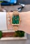 Dial Green Strap Rose Color 24 mm Women's Wristwatch with Gift Packaging - 3