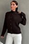 Brown Stand Collar Buttoned Knitwear Women's Cardigan Mg2908 - 2