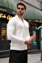 White Polo Collar Slim Fit Men's Knitwear Sweater E7527 - 4