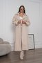 Women's Double-Breasted Belted Long Cashmere Coat with Epaulettes and Buttons - 5