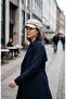 Chain Detailed Black Leather Cap Hat Women's Winter Newsboy Hat Faux Leather Stylish Cap Model - 6
