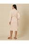 Women Beige Jacquard Velour Shawl Collar Bathrobe M 110cm - 4