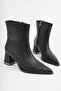 Ayukaz Kalveni̇zli̇ Topuk Women's Pointed Toe Thick Heeled Stylish Ankle Boots – Modern Design Heel Height 6 cm