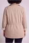 Zebra Lining Detailed Plus Size Cotton Trench Coat Beige - 4