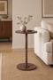 Round Wood Side Table Rustic Brown Pedestal End Table, Small Accent Nightstand for Living Room, Bedroom or Sofa Side - 2