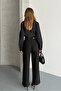 Maxi Pleated Belted High Waist Palazzo Trousers - 8