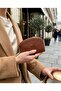 Women's Zippered Brown Leather Wallet Mini Size Daily Use -