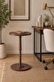 Round Wood Side Table Rustic Brown Pedestal End Table, Small Accent Nightstand for Living Room, Bedroom or Sofa Side - 5