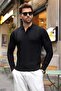 Black Polo Neck Slim Fit Men's Knitwear Sweater E7527