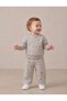 Simit Yaka Metered Floral/Bowknot Printed Sweatshirt/Wide Leg Ribbed Sweatpants 3 Thread Ribbed Set