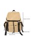 Khaki Flip-Up Drawstring Multi Compartment Large Capacity Backpack - 4