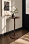 Round Wood Side Table Rustic Brown Pedestal End Table, Small Accent Nightstand for Living Room, Bedroom or Sofa Side - 3