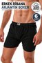 Men's Argentina Boxer 100% Cotton Ribbed (Tutku Authorized Seller) Non-Squeezing Leg 6 Pieces – Black