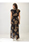 Tropical Print Wide-Leg Jumpsuit in Black - 3