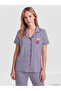 Two Mt Shop Quality Lcw Dream Navy Blue Combed Cotton Printed Short Sleeve Women's Pajama Set - 2