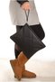 Black Faux Leather Handbag & Clutch Bag - Metal Zipper, Black Lining with Handle (30X20 cm)