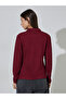 Burgundy Long Sleeve Textured Knit Polo Top - 4