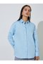 Blue Solid Longlined Long Sleeves Oversized Shirt - 3