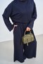 Women's Grass Green Detailed Crew Neck Elastic Waist Suit Navy Blue - 5