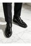 Men Black Patent Toecap Double Monk Shoes