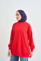 Women's Stone and Pearl Detailed Sweatshirt Red - 2