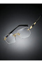 Rimless Rectangle Black Frame Glasses - 3