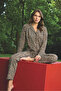 Women's Suede Fabric Front Buttoned Long Sleeve Pajama Set