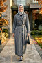 Women's Belted Buttoned Pocketed Gray Trench Coat - 6
