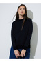 Black Solid Mixed Yarn Regular Fit Sweater