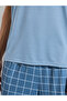 Blue Solid Tank Top and Checked Shorts Pyjama Set - 3