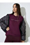 Burgundy Slogan Print Long Sleeves Oversized Sweatshirt