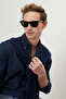Men's Dark Navy Blue Slim Fit Slim Fit Button Collar Cotton Oxford Shirt - 5