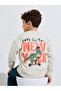 Boys Beige Graphic Print Long Sleeves Regular Fit Sweatshirt