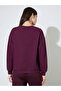 Burgundy Slogan Print Long Sleeves Oversized Sweatshirt - 5