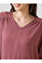 Pink V-Neck 3/4 Sleeve Blouse for Women - 4