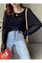Black Long Sleeve Smock Top