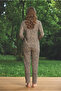 Women's Suede Fabric Front Buttoned Long Sleeve Pajama Set - 3