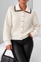 Women's Button Detailed Shirt Collar Jacket-Looking Sweater - 2