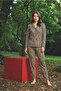 Women's Suede Fabric Front Buttoned Long Sleeve Pajama Set - 2
